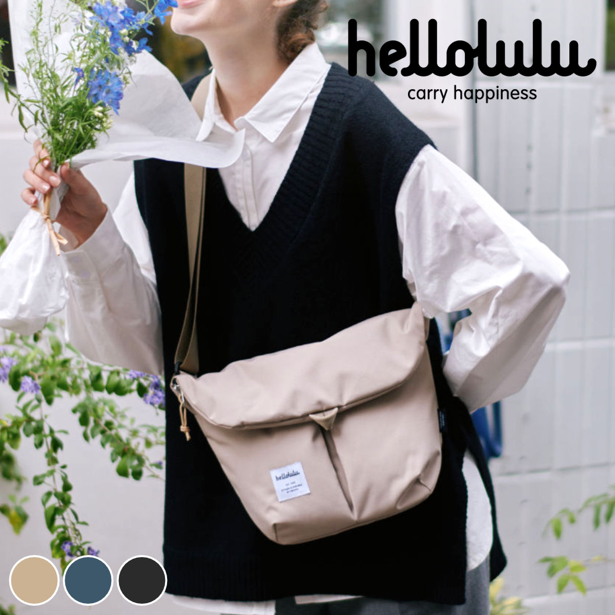 ショルダーバッグ hellolulu カセン KASEN （ ハロルル バッグ レディース メンズ ミニショルダー クロスボディ 軽い 撥水 斜め掛け クロスバッグ ポシェット かぶせ ファスナー 内ポケット マグネット おしゃれ ）