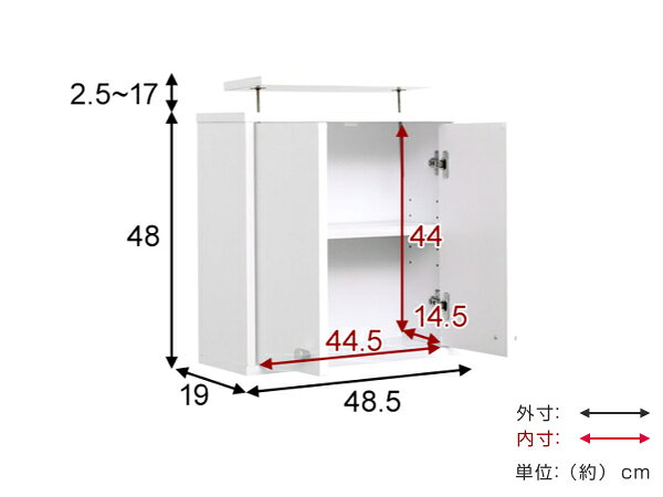 コレクションラック専用 上置き棚 幅48.5cm 浅型 （ 追加棚 突っ張り つっぱり式 ...
