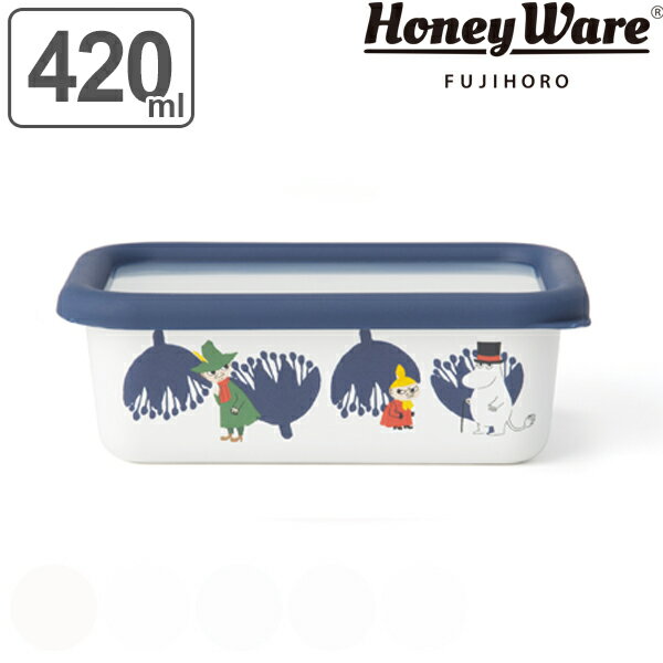 保存容器 ホーロー製 420ml Sサイズ 浅型角容器 ムーミン Honeywere 富士ホーロー （ ホーロー容器 浅型容器 ストッカー 琺瑯容器 角型容器 オーブン対応 冷凍保存 スクエア フードコンテナ 食品保存 おしゃれ ハニーウェア ） 【3980円以上送料無料】