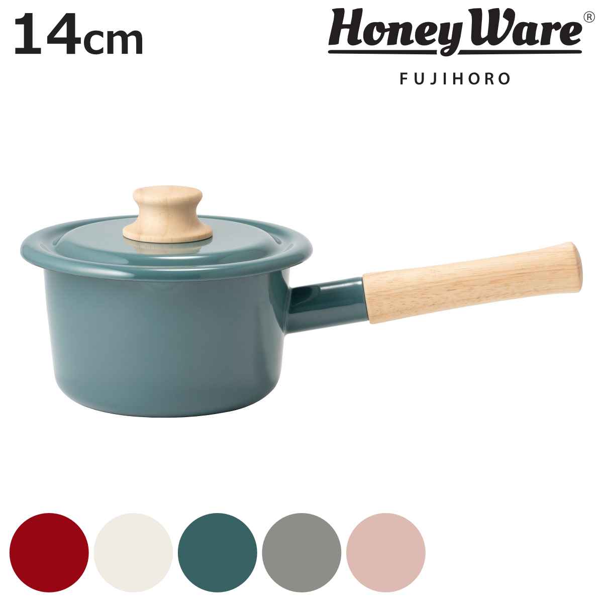 ミルクパン 14cm IH対応 ホーロー鍋 富士ホーロー Honey Ware ハニーウェア （ IH対応 ガス火対応 片手鍋 琺瑯鍋 14センチ ソースパン ほうろう鍋 蓋付き 両口 小鍋 ミニ 片手なべ 調理器具 おしゃれ ）