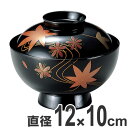 吸い物椀 木製 4.2寸 立田川春秋 黒漆塗 漆塗 汁椀 吸い物 本漆塗 磨蒔絵 和食器 業務用 ( 送料無料 汁椀 味噌汁 磨き蒔絵 椀 吸物椀 蓋向 蓋付き...