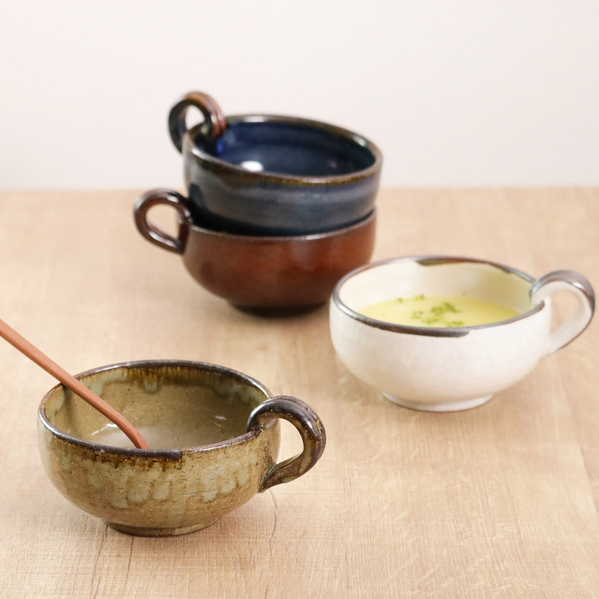 とんすい 15cm エン ストーンウェア （ 食洗機対応 電子レンジ対応 オーブン対応 スープカップ 中鉢 鉢 石器 せっき 小さめ スープ 和食器 ポタージュ ポトフ 持ち手付き おしゃれ ）【3980円以上送料無料】