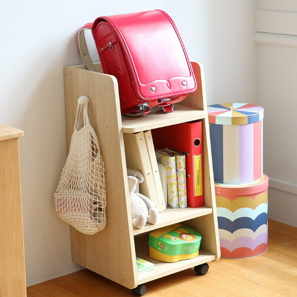 ランドセルラック 幅45cm 子供用 収納 ラック 本棚 キャスター付き 木目調 （ 送料無料 ランドセル収納 収納棚 ランドセル置き お片づけラック 教科書ラック キッズラック キッズ家具 キャスター ） 【3980円以上送料無料】
