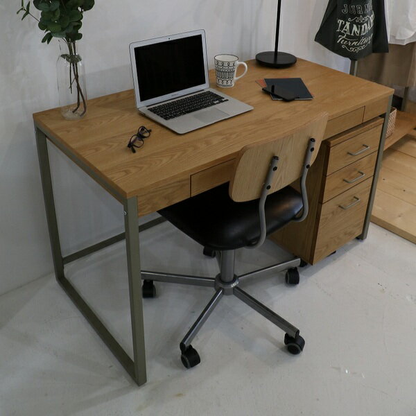 デスク ドリップカフェ 幅120cm 木製 天然木 引き出し スチール脚 オフィス 机 （ 送料無料 パソコンデスク PCデスク オフィスデスク ワークデスク 120 オフィス家具 リビングデスク 木製デスク 学習机 勉強机 引出し 収納 平机 ） 【3980円以上送料無料】のサムネイル