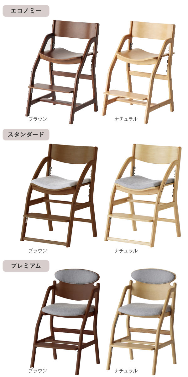 学習チェア 座面高調節 E-Toko 椅子 ダイニングチェア 子ども用チェア ( エコノミー スタンダード プレミアム 学習椅子 デスクチェア 木製 姿勢 足置き 子供 勉強椅子 キッズチェア シンプル ナチュラル )【3980円以上送料無料】 [3]