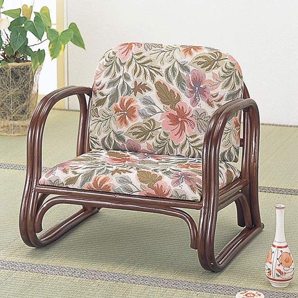 ラタンチェアロータイプ椅子籐家具座...