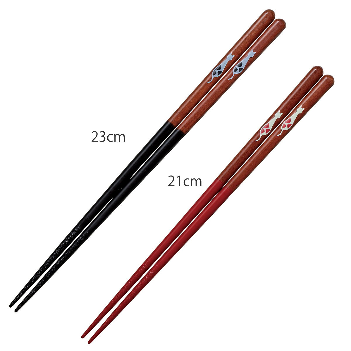 箸 食洗箸 レトロネコ （ お箸 はし おはし ハシ カトラリー 21cm 23cm 塗り箸 角 滑り止め 大人 和食器 食洗機対応 ）【3980円以上送料無料】 colorfulbox-10197542 お弁当グッズのカラフルボックス サンプル画像2