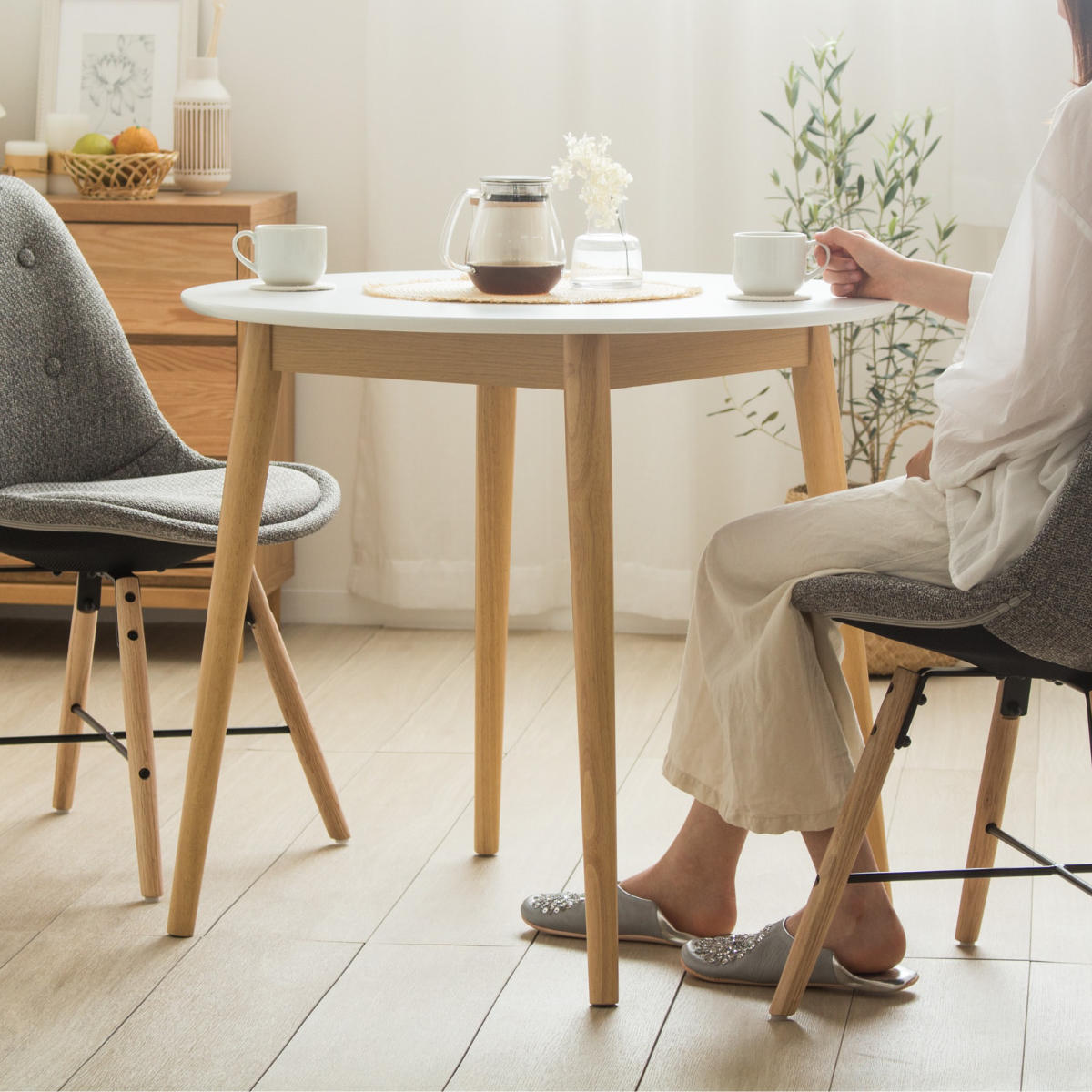ダイニングテーブル 円形 直径80cm マロン （ 1人掛け 2人掛け テーブル コンパクト ミニテーブル 丸 ..