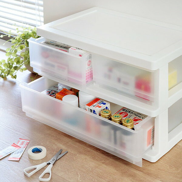 収納ボックス コワケース 2段 卓上 引き出し レターケース H2F1 （ カラーボックス インナーボックス 収納ケース 収納 小物収納 小物入れ 小物ケース フルサイズ カラーボックス用 プラスチック 収納用品 ）【3980円以上送料無料】のサムネイル