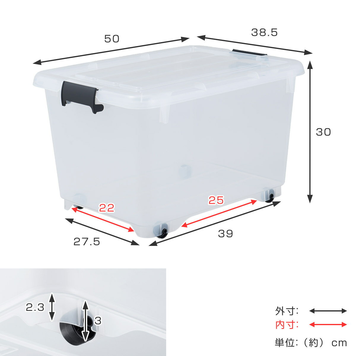 衣装ケース クローゼット 収納ケース コロモ 幅38.5×奥行50×高さ30cm 深型 2個セッ...