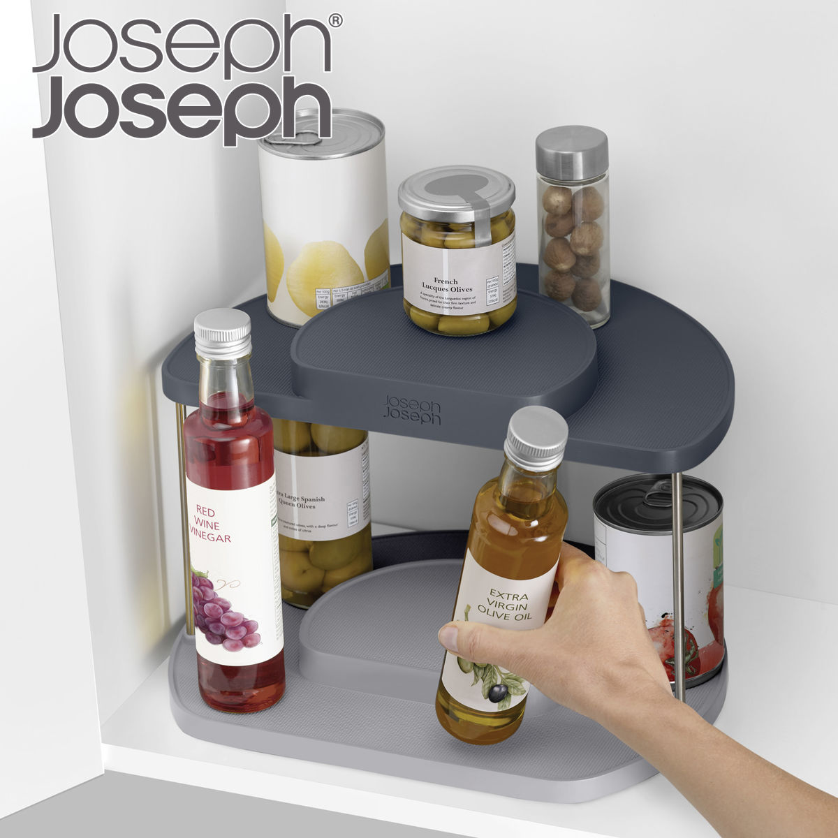 Joseph Joseph 吊戸棚収納 カップボードストア ローテーティングオーガナイザー 2段 （ ジョセフジョセフ 回転式 戸棚収納 吊り戸棚 調味料ラック 回転 カウンター上収納 キッチン収納 調味料収納 整理棚 収納 吊戸棚 小物ラック ）【3980円以上送料無料】のサムネイル