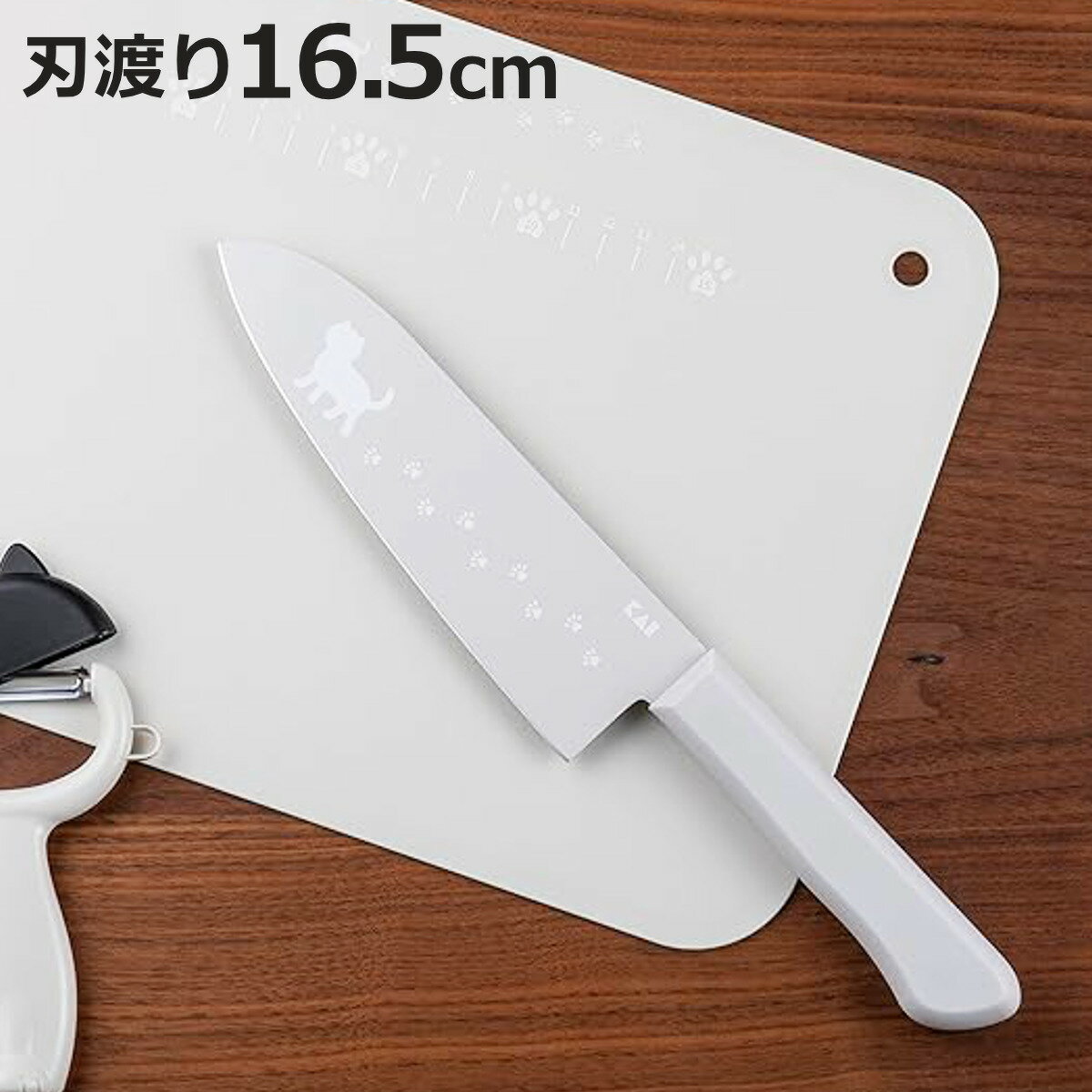 三徳包丁 16.5cm Nyammy ねこの包丁 ステンレス製 貝印 （ キッチンナイフ 料理包丁  ...