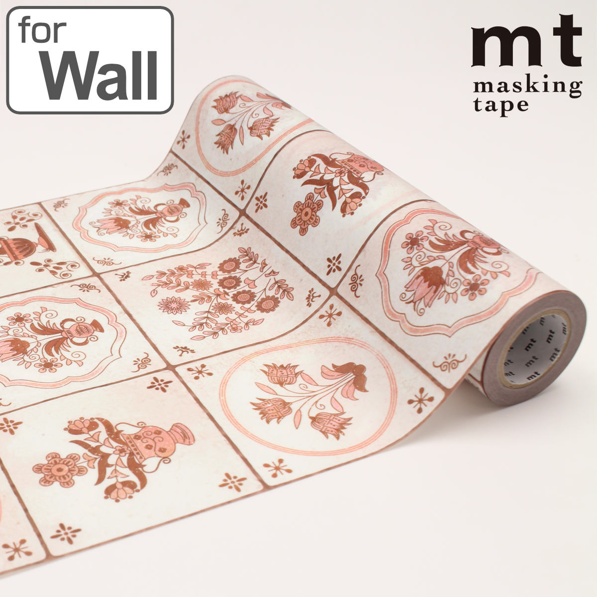 リメイクシート 壁用 タイル・フラワー mt FLEECE 23cm×5m （ 壁紙シール のり付き 壁紙 貼って剥がせる DIY お手軽 マスキングテープ 撥水 日本製 花柄 シール壁紙 糊付き はがせる クロス 簡単 カット可能 マステ 国産 カモ井 ）【3980円以上送料無料】