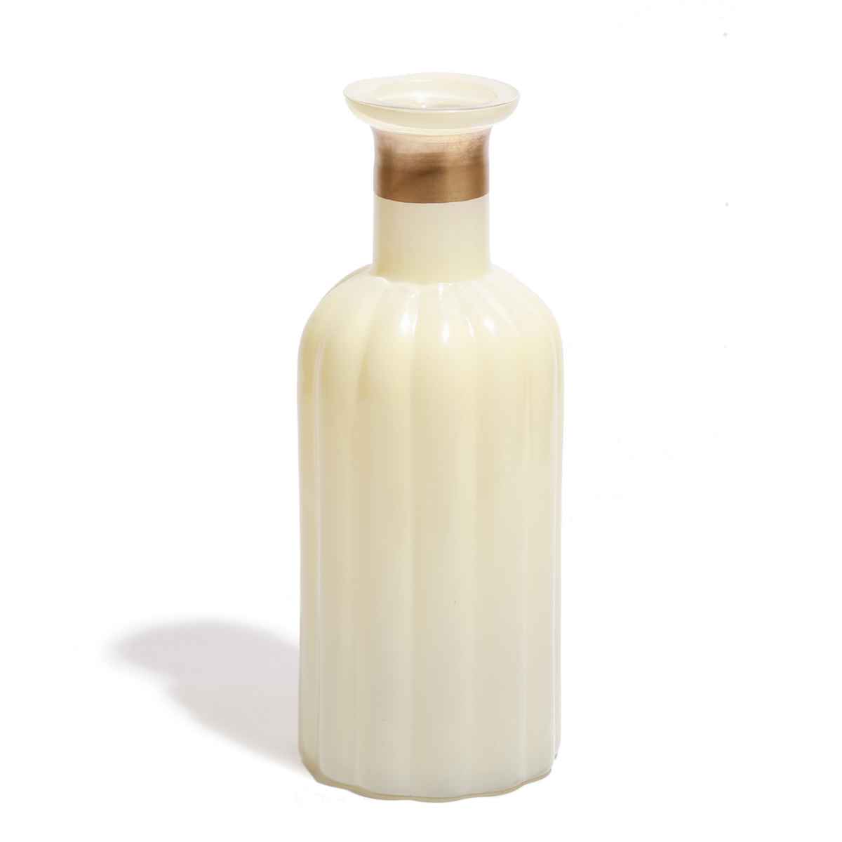 花瓶 ガラスベース ミルクカラー 直径7.5×高さ19cm （ フラワーベース 花びん 花器 一輪挿し ガラス 口..