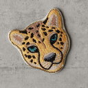 手鏡 レオパード 刺繍 コンパクト ヒョウ柄 ( 携帯用 ミラー ハンドミラー コンパクトミラー かがみ 鏡 おしゃれ 小さい ハンドメイド レオパードフェイス...