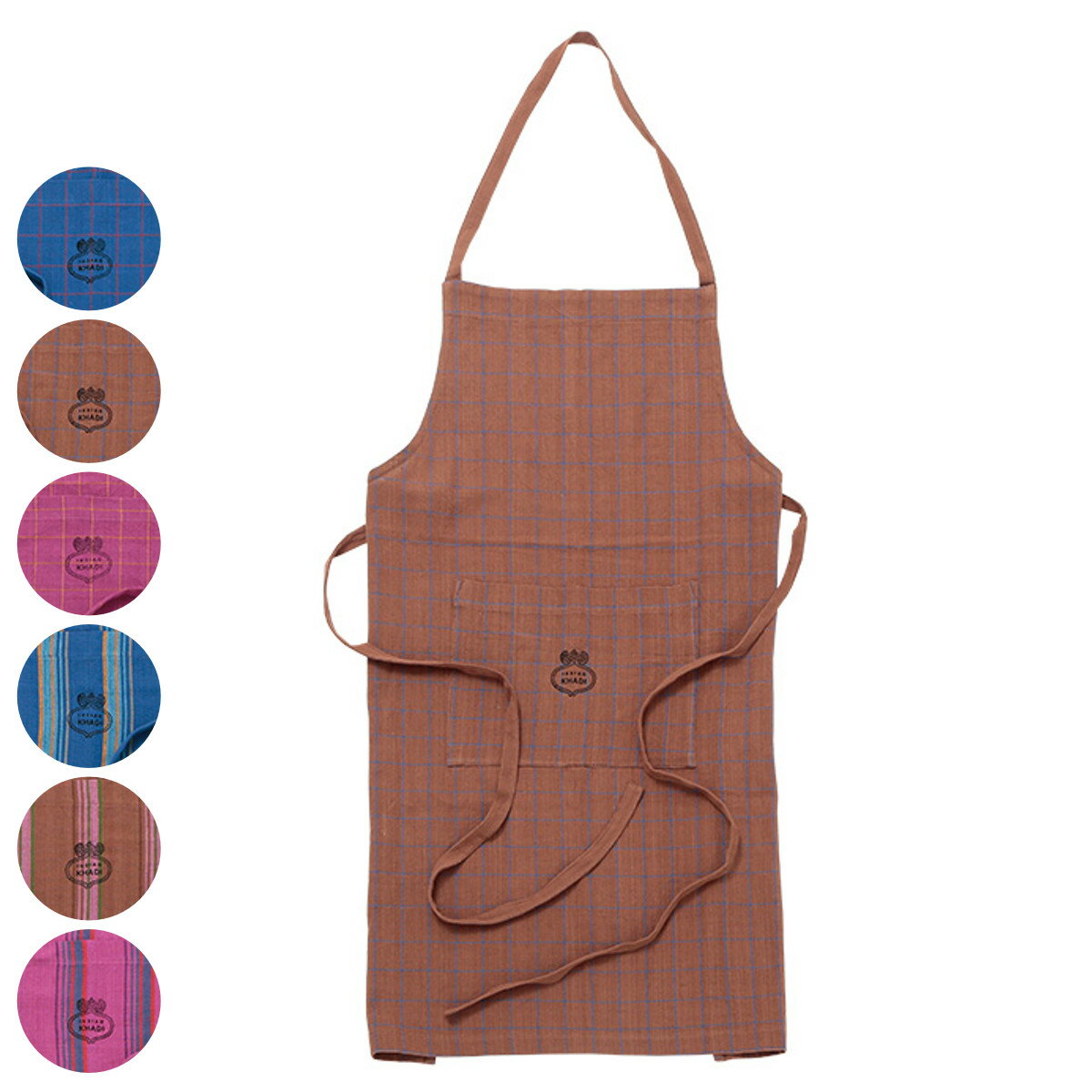 エプロン カディエプロン チェック ストライプ コットン100％ （ キッチンエプロン 綿100％ 首掛け型 胸当てエプロン コットン ポケット付き ビブエプロン 台所エプロン カディ織り 大人用 綿 おしゃれ かわいい 腰ひも レディース ）【3980円以上送料無料】