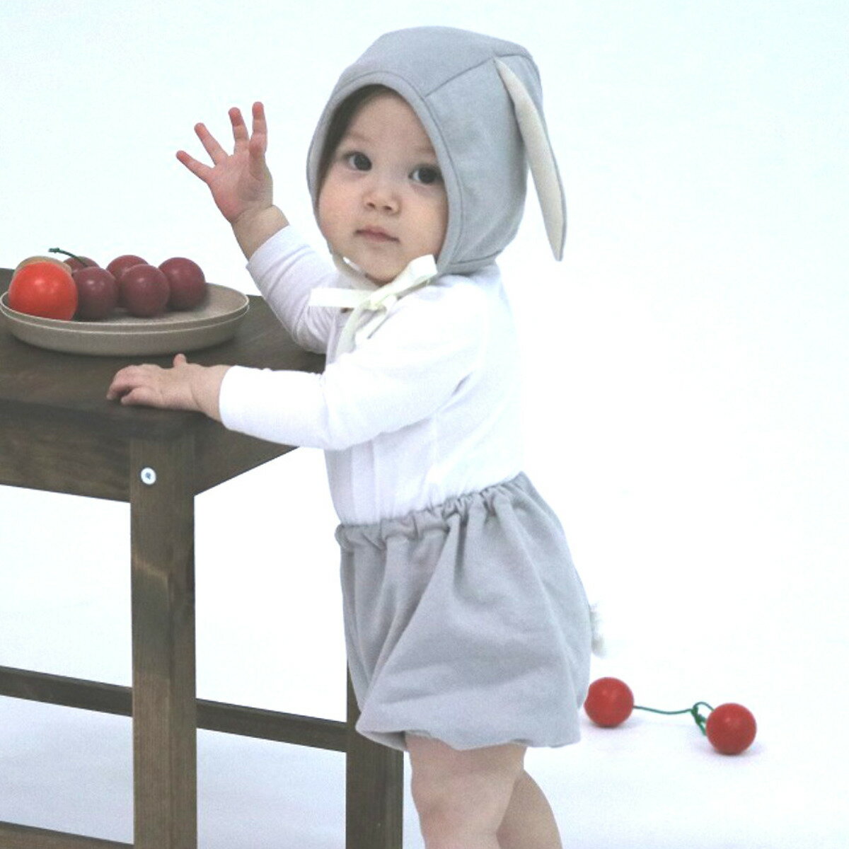 ギフトセット Lien de famille うさぎさん ボンネット ブルマ 2点 （ ギフト セット ベビー帽子 ベビーパンツ 贈り物 お祝い おしゃれ 日本製 赤ちゃん 帽子 かぼちゃパンツ 女の子 男の子 プレゼント かわいい ）【3980円以上送料無料】