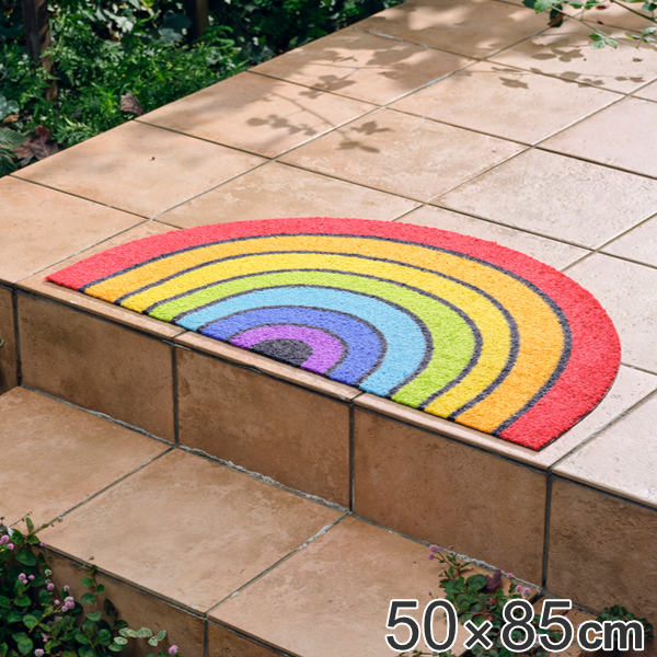 玄関マット 50×85cm 厚さ 6mm 屋内兼用 wash＋dry Round Rainbow （ 送料無料 屋外 屋内 兼用 薄型 洗える 滑り止め ラグ ドアマット キッチン 室内 室外 インテリア おしゃれ 水洗い 洗濯機 吸水 リビング 庭 バルコニー ） 【3980円以上送料無料】