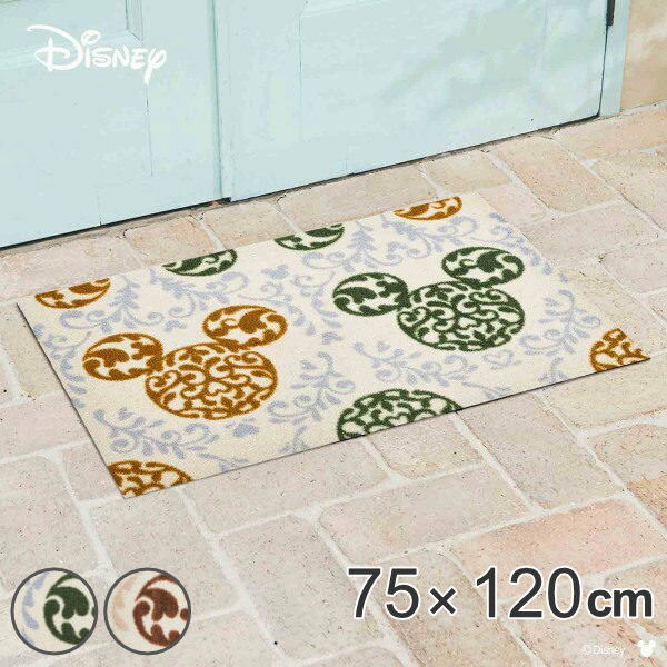 玄関マット 75×120cm 屋内屋外兼用 ミッキー ロココ調 （ 送料無料 玄関 マット ディズニー 洗える 屋外 室内 薄型 ウェルカム ラグ Disney エントランスマット ミッキーマウス 滑り止め 泥落としマット おしゃれ エレガント ） 【3980円以上送料無料】のサムネイル