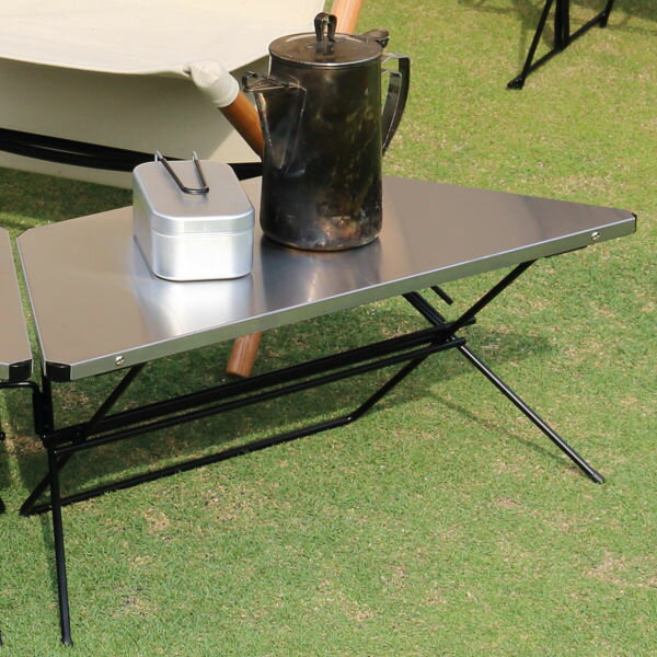 アウトドア テーブル ステンレストップ 1台 アーチテーブル シングル ヘキサテーブル （ 送料無料 ハングアウト HangOut アウトドアテーブル レジャーテーブル ローテーブル アーチテーブル ヘキサゴン 囲炉裏 焚き火 おしゃれ ） 【3980円以上送料無料】