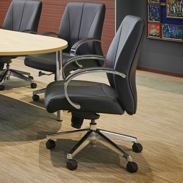 オフィスチェア 座面高44.5～51.5cm レザー調 役員 椅子 会議 チェア 社長椅子 （ 送料 ...