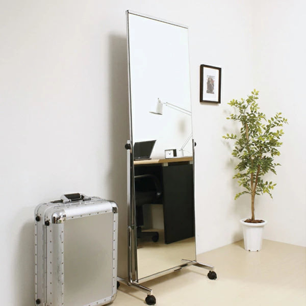 スタンドミラー 姿見 ノンフレーム 幅57cm ( ミラー 全身鏡 鏡 かがみ 全身 キャスター付き 大型 ワイド 飛散防止 レッスン スポーツ ダンス フォームチェック ジム ヨガ )【3980円以上送料無料】 [2]