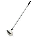 デッキブラシ 水切り付き ミニ 化学繊維 ( 玄関掃除 柄付き ブラシ 化繊ブラシ ホワイト スクイージ— 水切り ワイパー シンプル タイル磨き ...