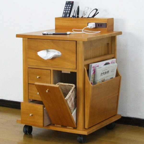 収納ワゴン ベッドサイドワゴン 桐製 幅43cm （ 送料無料 サイドテーブル テーブルワゴン 収納用品 木製 ） 【3980円以上送料無料】