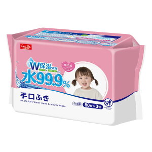 ウェットティッシュ 手口ふき 水99.9％ 80枚入 3個パック （ ウェットシート 手口拭き 純水 99.9％ 日本製 赤ちゃん ベビー レック LEC おてふき お手拭き パラベンフリー アルコールフリー ノンアルコール 無添加 衛生用品 ） 【3980円以上送料無料】