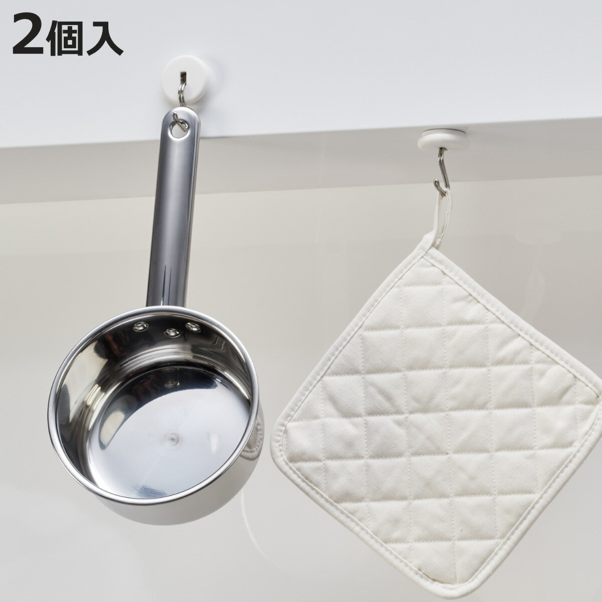 フック 強力 マグネット フリーフック 2個入り 耐荷重2kg （ 磁石 収納 壁掛け 吊り下げ キッチン 冷蔵庫 壁面収納 引っ掛け フライパン 鍋 ツールフック 小物フック 収納フック 洗面所 洗濯機 玄関 ドア 金属 スチール面 ）【3980円以上送料無料】