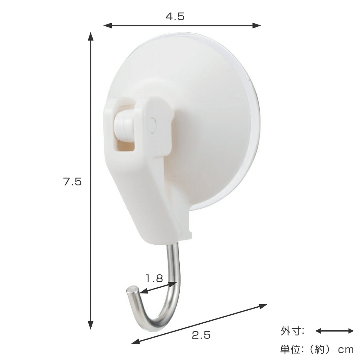 フック レバー式吸盤ツールフック 小 4個入り 耐荷重2kg （ 吸盤 吸着 収納 壁掛け 引っ掛け 吊り下げ キッチンフック 小物掛け ガラス 冷蔵庫 キッチン 小物収納 収納フック 玄関 掃除道具 壁面収納 洗濯機 ）【3980円以上送料無料】 2