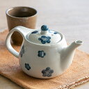 ポット 510ml 青小梅 茶こし付き 急須 ティーポット 陶器 ( 食洗機対応 後手型急須 茶漉し付き 片手 3〜4杯 後手急須 和風 花柄 茶漉し お茶用品...