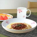 深皿 桜 深型プレート 22cm ボーンチャイナ 食洗機対応 ( お皿 プレート 食器 さくら 電子レンジ対応 磁器製 )【3980円以上送料無料】