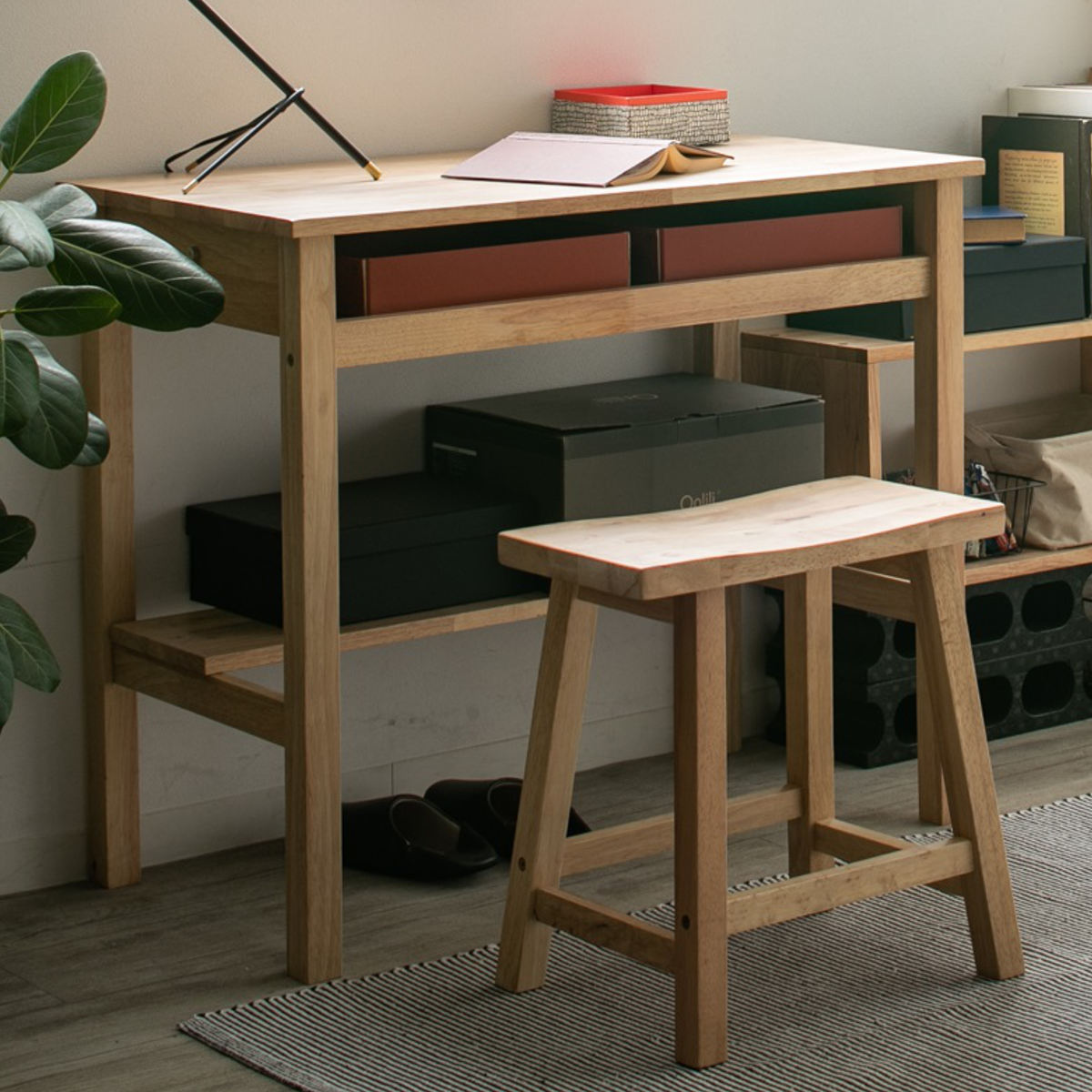 ワークデスク チェアセット 収納棚付 テーブル幅90cm NATURAL SIGNATURE ( デスク 机 学習机 勉強机 椅子付き パソコンデスク コンパク...