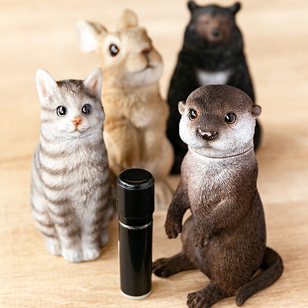 印鑑ケース スタンド 動物 印鑑立て （ はんこケース 印鑑スタンド スタンプケース アニマル 卓上 インテリア 雑貨 置物 オブジェ 印鑑 はんこ 収納 玄関 かわいい マグネット式 ） 【3980円以上送料無料】のサムネイル