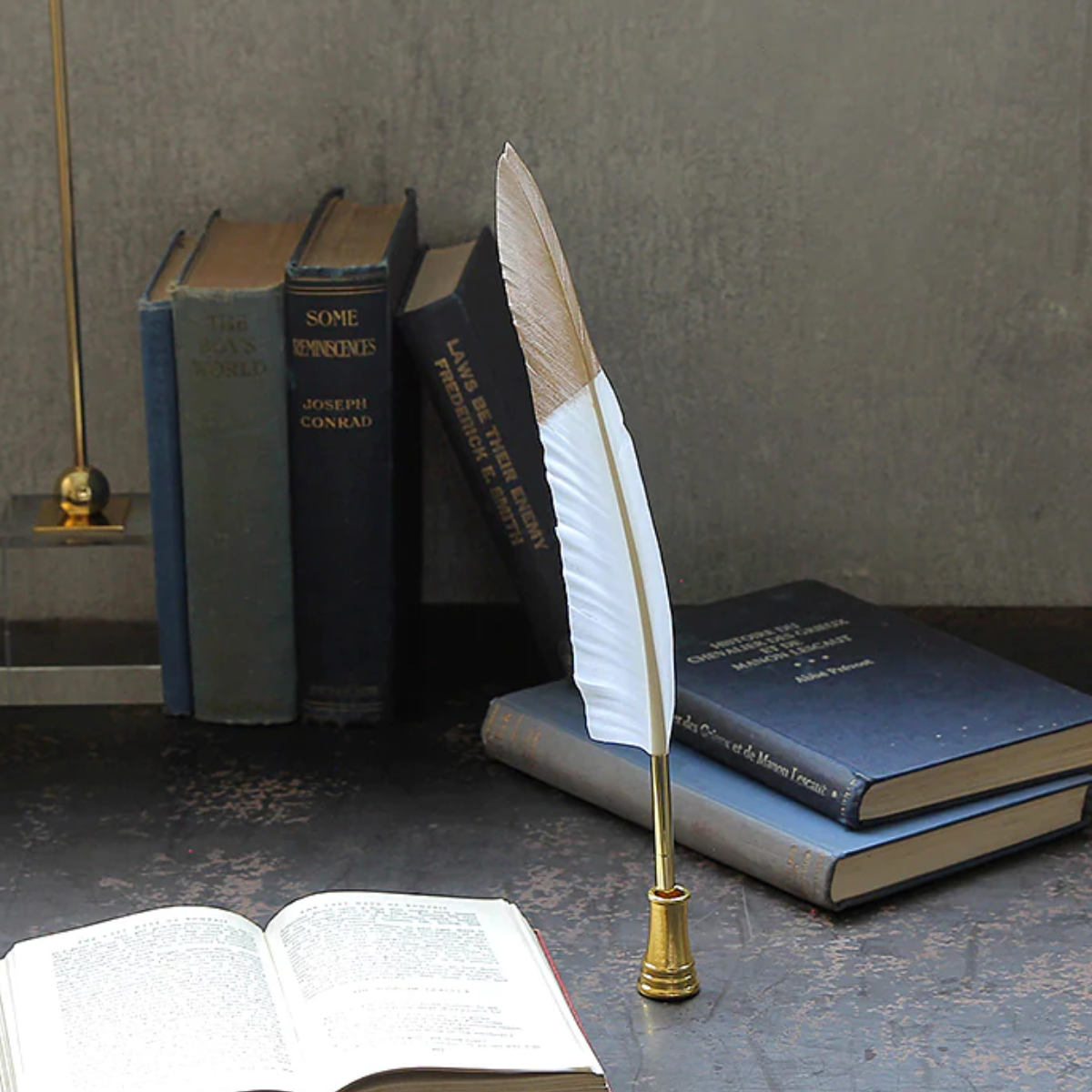 オブジェ SIRENE 羽根ペン ( ボールペン 受付 結婚式 ホテル ウェルカムスペース 羽ペン ペンスタンド フェザーペン クイルペン ゴールド ガチョウ ペン インテリア 受け付け ウェディング ホテルライク おしゃれ アンティーク )【3980円以上送料無料】