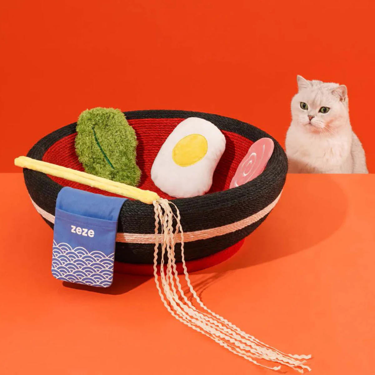 ペットベッド YUMMY Ramen Noodle Bowl ZEZE （ ペット ベッド ペットクッション ペット用 ラーメン おもちゃ ユニーク かわいい 猫用 ペットソファ ペットトイ 猫じゃらし 猫グッズ 室内 ペット用品 ）【3980円以上送料無料】