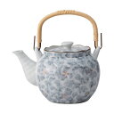 土瓶急須 1.7L 8号 墨小花 茶こし付き 急須 陶器製 ( 食洗機対応 土瓶型 上手型急須 大容量 お茶 ポット 茶こし 土瓶型急須 陶器 ストレーナー 茶...
