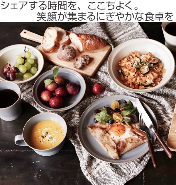 プレート 20cm M エッジライン 陶器 食器 同色5枚セット （ 食洗機対応 電子レンジ対応 ケーキ デザート 皿 マット くすみカラー 無地 ワンプレート デザートプレート お皿 丸皿 パン皿 中皿 おしゃれ ） 【3980円以上送料無料】 colorfulbox-10073043 お弁当グッズのカラフルボックス サンプル画像2