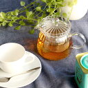 ティーポット 450ml 茶こし付き フリル 耐熱ガラス ( 電子レンジ対応 紅茶ポット ストレーナー 茶こし ティーサーバー 紅茶 ガラスティーポット おしゃれ お茶用品 ティーウェア 茶器 広口 2~3杯 ガラス ) 【3980円以上送料無料】