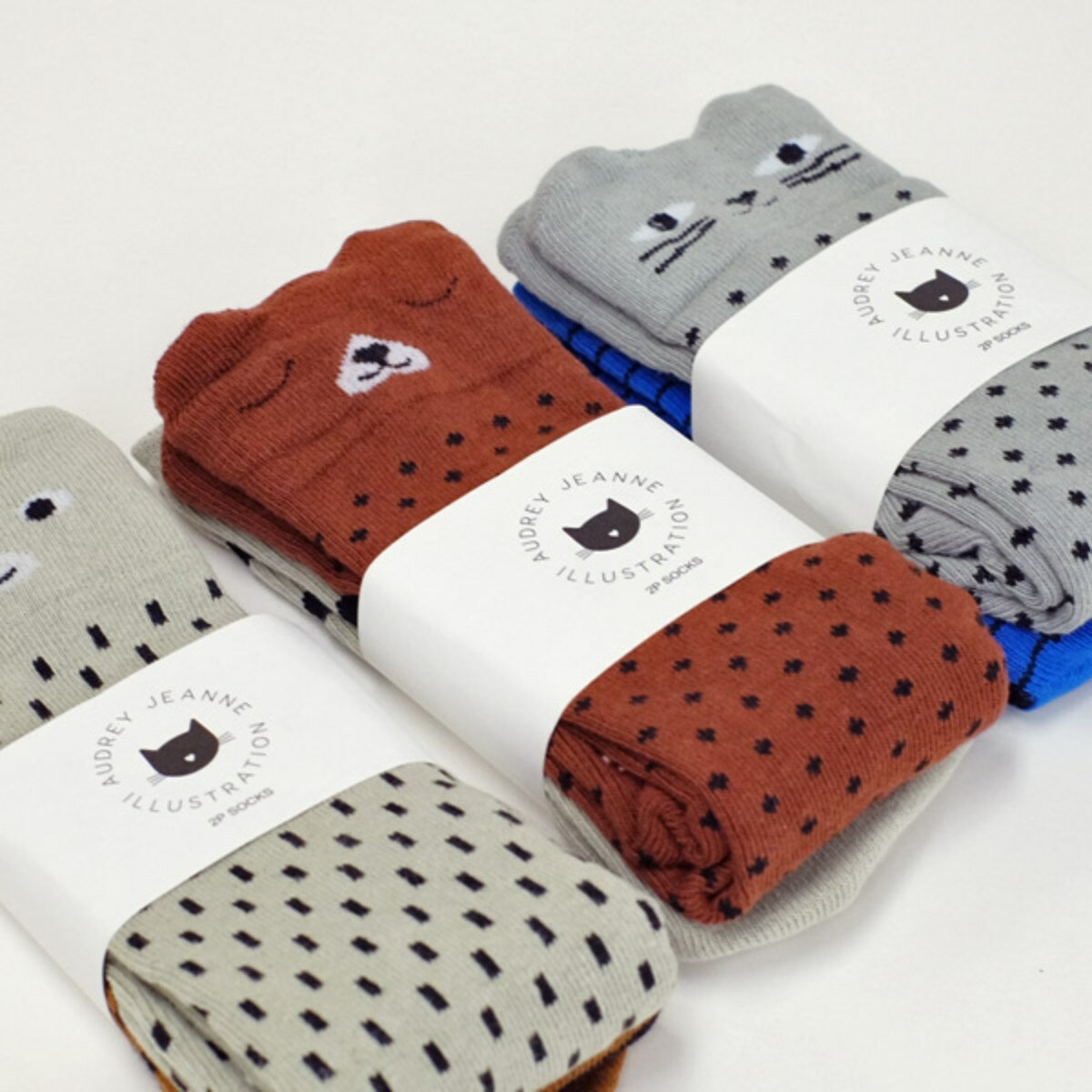 靴下 Audrey Jeanne Baby socks 2足組 ベビー用 ベビー ソックス 0歳 1歳 2歳 男の子 女の子 滑り止め くま ねこ かわいい 子供用靴下 キッズ靴下 春 夏 秋 冬 【3980円以上送料無料】