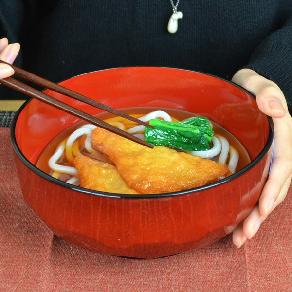 麺丼 亀甲 溜 黒塗分 クリーンコート加工 食洗機対応 プラスチック製 （ 和食器 麺どんぶり お碗 丼 木製風 お正月食器 電子レンジ対応 正月用食器 新年 正月 割れにくい 軽い 軽量 ） 【3980円以上送料無料】