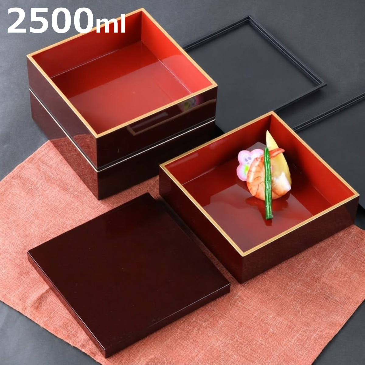 お弁当箱 5.0三段重 溜渕金 2500ml（rakuten）