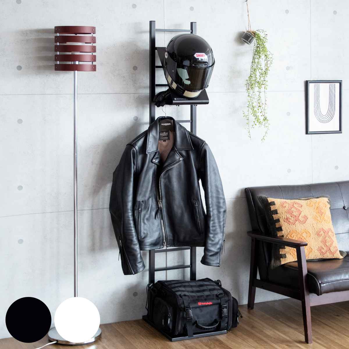 ヘルメットスタンド ディスプレイラック GALEA 幅30cm （ ヘルメットハンガー ラダー ラック ハンガー 棚 ディスプレイ ヘルメット 収納 壁掛け 置き場 ブラック ホワイト シンプル ） 【3980円以上送料無料】