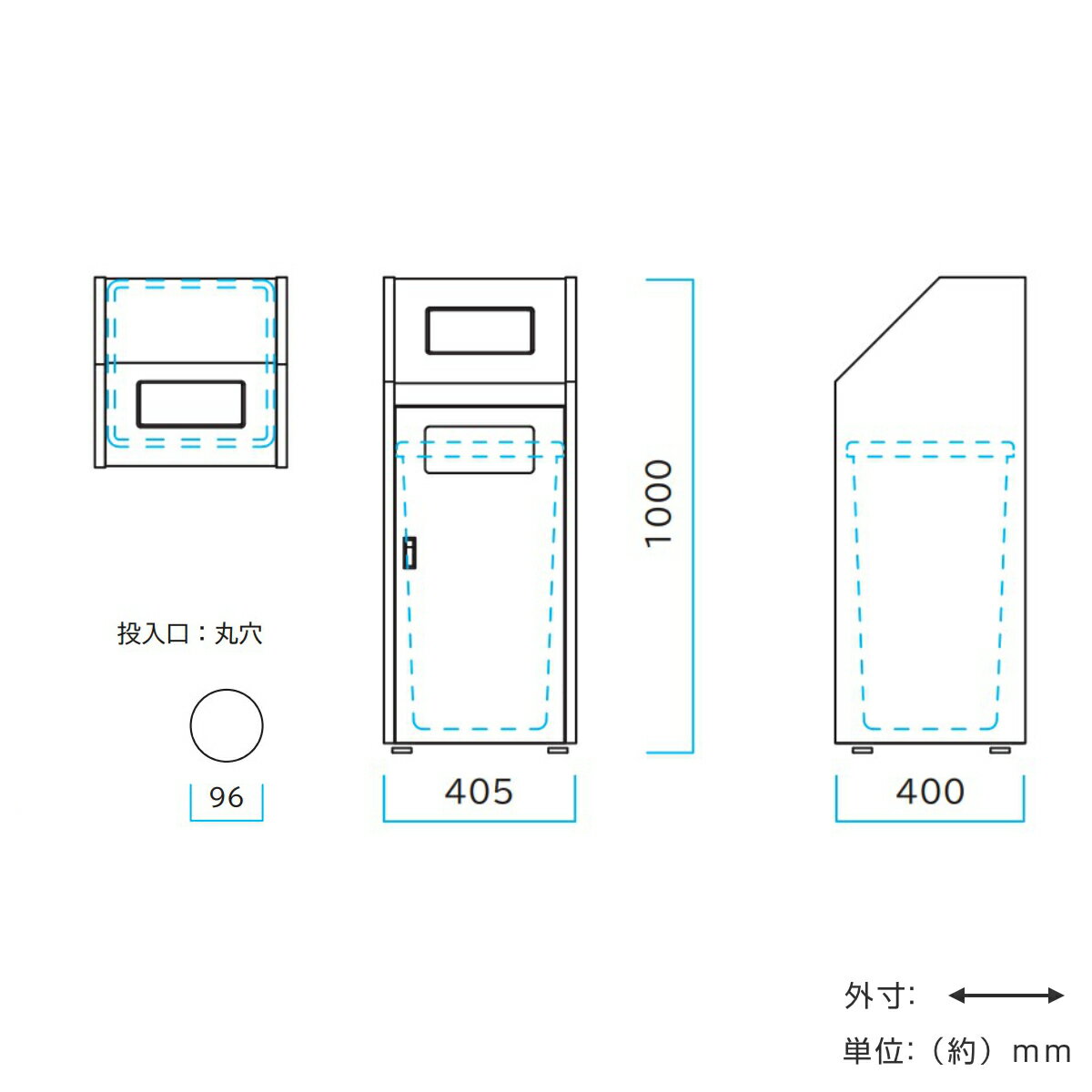 屋外用ゴミ箱 55L 丸穴蓋 業務用ダストボックス Bunbetuダストハウス#45S （ 法人...
