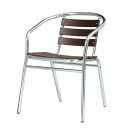 ガーデンチェア アルミ+ジュシチェア P53AC ( 法人限定 屋外 イス アルミ製 木目調 樹脂 日本製 背付 肘付 テラス 屋外ベンチ 椅子 いす 背もたれ...