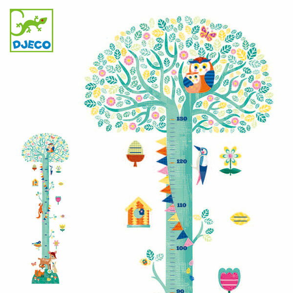 身長計 ブロッサミングツリー 40cm～130cm ウォールステッカー シール 子ども おもちゃ 知育玩具 ジェコ DJECO （ キッズ 動物 目盛り 木 ステッカー 壁紙 40cm 130cm 成長 ジュニア ウォールシール 貼れる ） 【3980円以上送料無料】のサムネイル