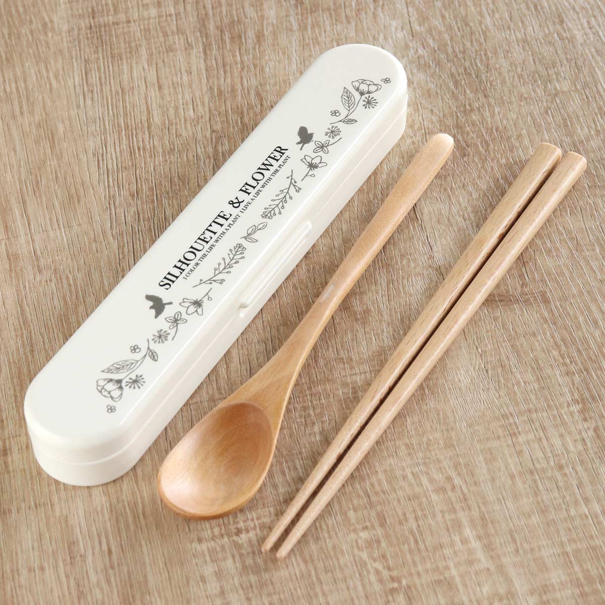 Potter コンビセット シルエットフラワー ( スプーン 箸 18cm お箸 カトラリーセット カトラリー セット お弁当用 女子 花 18センチ 木製 天...