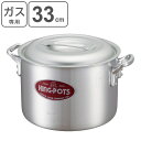 寸胴鍋 半寸胴鍋 ガス火専用 約18L 33cm 業務用 キングポット ( 送料無料 ガス火 両手鍋 目盛り付き アルミ製 アルミ鍋 33センチ フタ付き 深型...