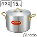 半寸胴鍋 15cm 1.7L ガス火専用 プロキング 業務用 中尾アルミ 両手鍋 メジャー付き ( ガス火対応 目盛り付き アルミ鍋 フタ付き 深型鍋 厨房用品...